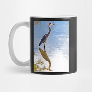 Great Blue Heron Standing in Still Water Mug